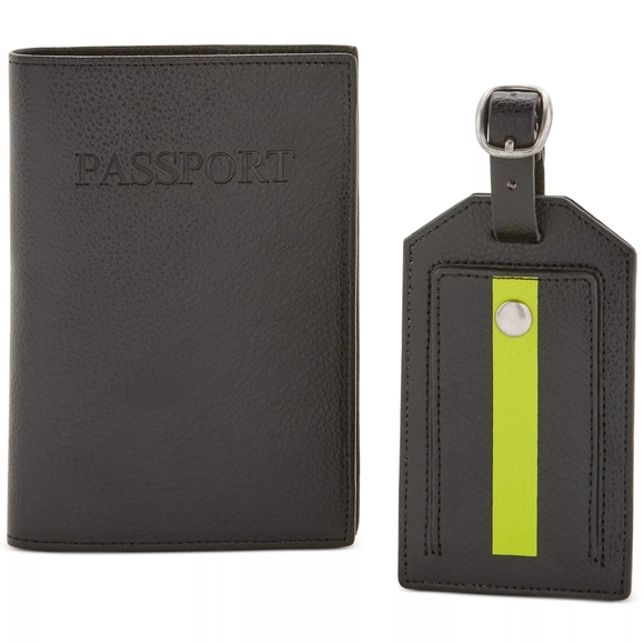 Perry Ellis Portfolio Passport Holder and Striped Luggage Tag Gift Set - Picture 2 of 6